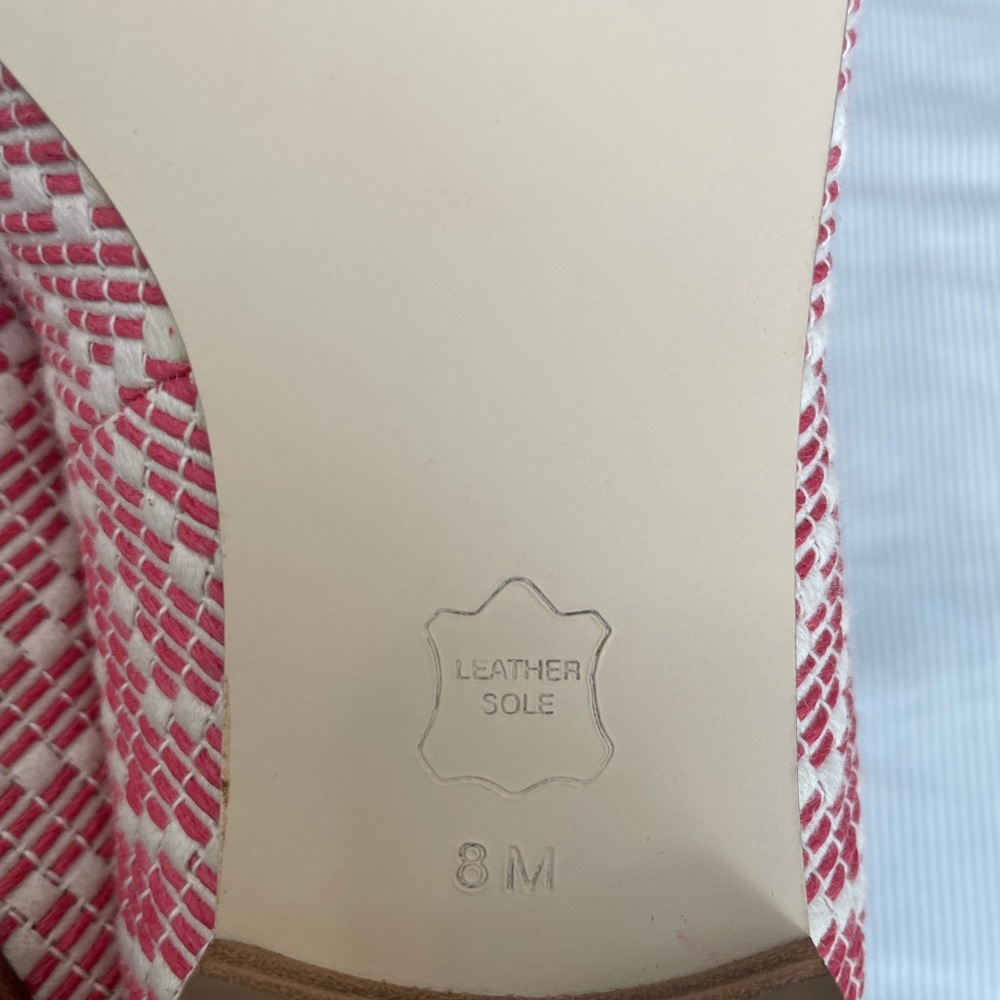 Talbots Red and White Woven Loafer Mules - Picture 6 of 8